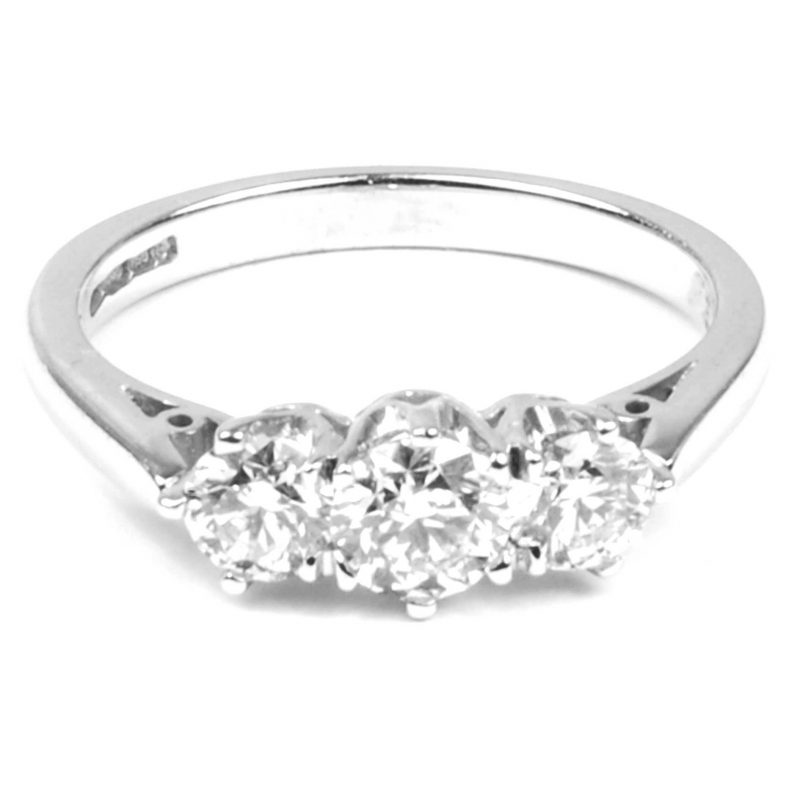 Three Stone Diamond Engagement Ring 0.95 cts