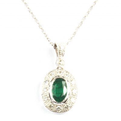 Emerald & Diamond Cluster Pendant