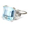 Aquamarine & Diamond Art Deco Design Ring