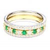Trio of Emerald & Diamond Half Eternity Rings